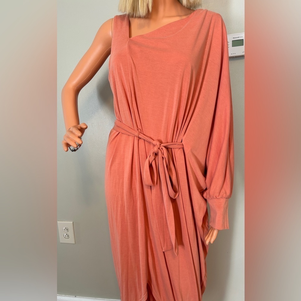 BCBGMAXAZRIA Women's Asymmetric One Shoulder Cocktail Dress coral - Picture 7 of 10